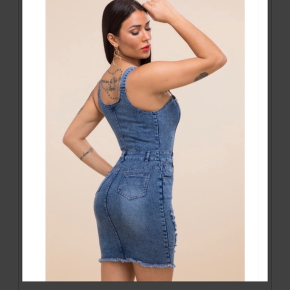 Denim Overall Mini Dress - Picture 4 of 4